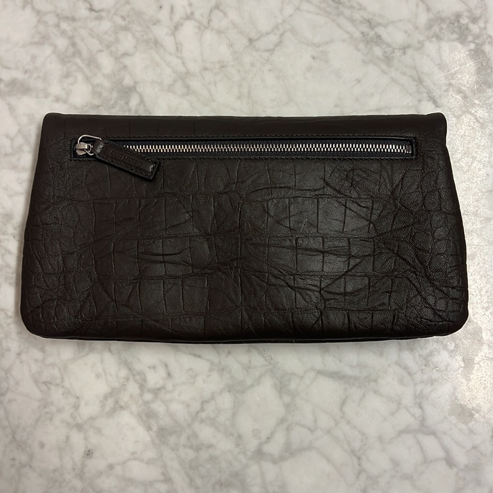 Saint Laurent West Hollywood Grey Leather Croc Embossed Clutch Bag YSL 🖤 - Picture 5 of 5